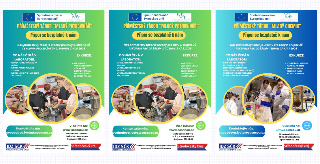 Příměstské tábory "MLADÝ POTRAVINÁŘ" a "MLADÝ CHEMIK"